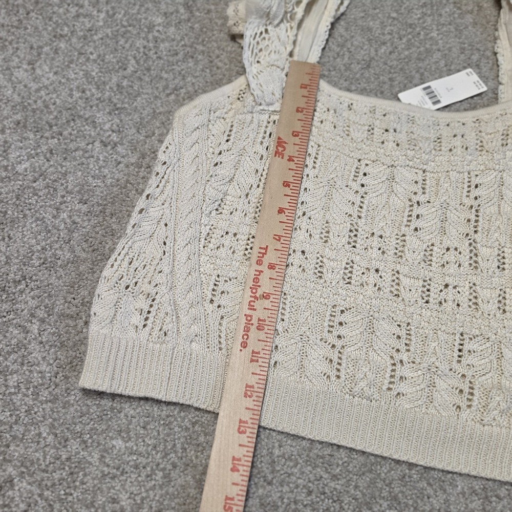 Anthropologie Ruffled Garden Sweater Tank Top Ivory Knit Lace Trim NWT Large - Picture 11 of 11